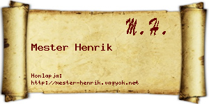 Mester Henrik névjegykártya